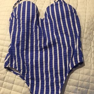J. Crew Blue Stripe Bathing Suit